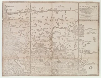 Carte de la Nouvelle-Angleterre, étant la première jamais coupée ici, 1677